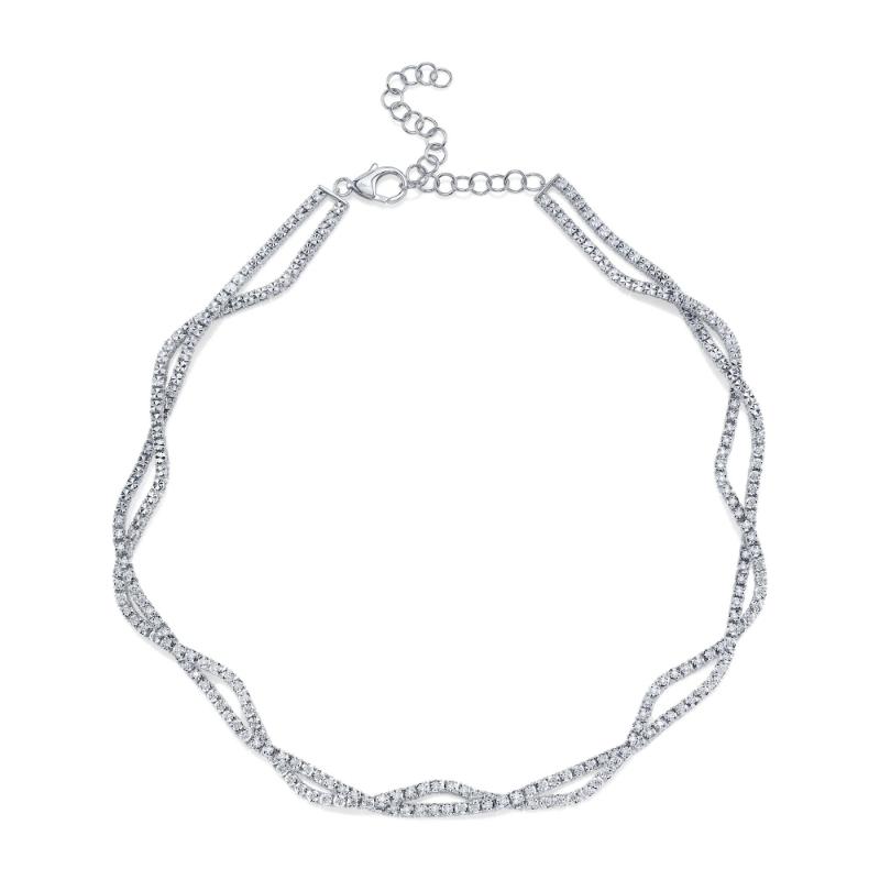 2.53Ct 14K White Gold Diamond Twisted Double Strand Necklace