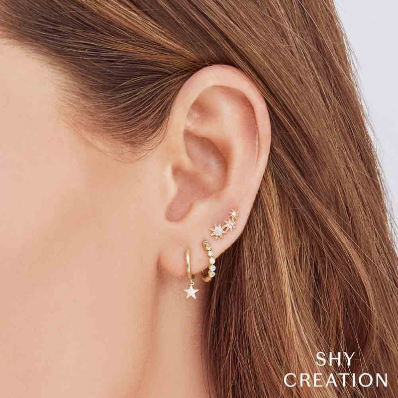 0.06Ct 14K Yellow Gold Diamond Star Stud Earring