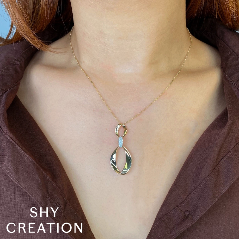 0.10Ct 14K2T Y/W Diamond Mobius Necklace