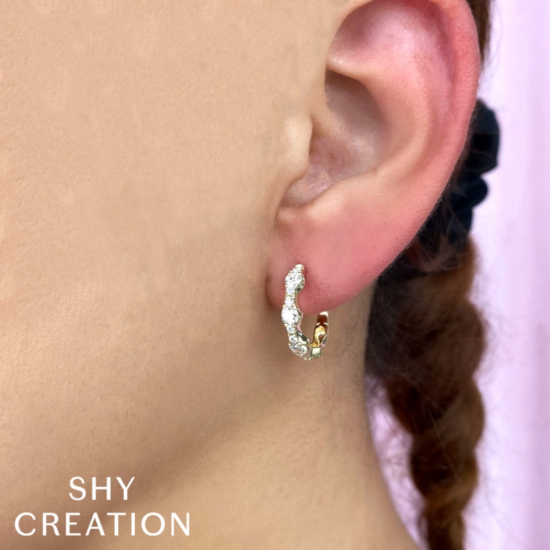 1.00Ct 14K Yellow Gold Diamond Hoop Earring