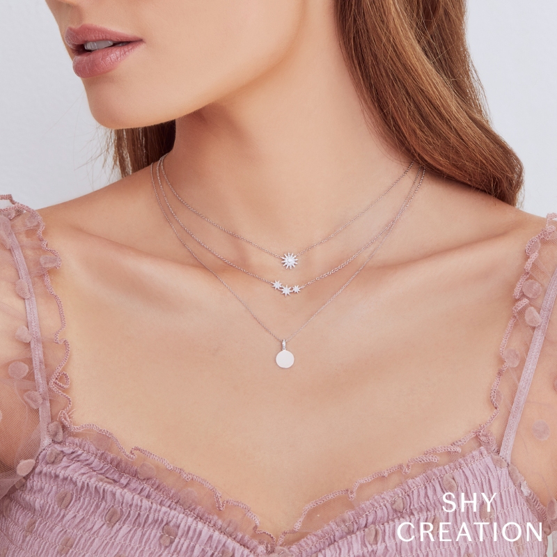 0.09Ct 14K Yellow Gold Diamond Star Necklace
