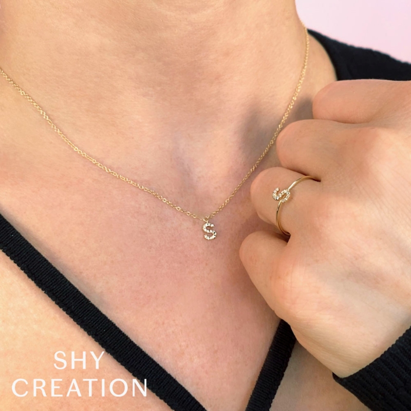 0.04Ct 14K White Gold Diamond Necklace - Initial X