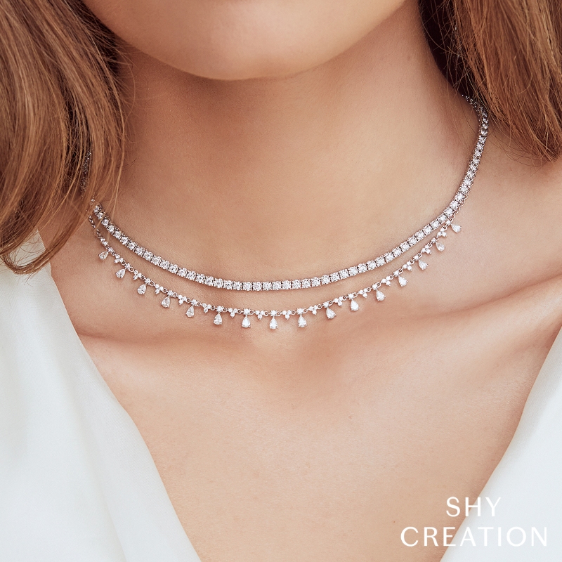 3.96Ct 14K White Gold Diamond Tennis Necklace