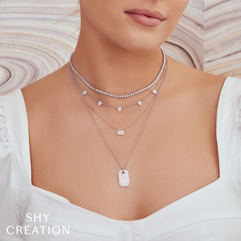 0.95Ct 14K Yellow Gold Diamond Tennis Necklace