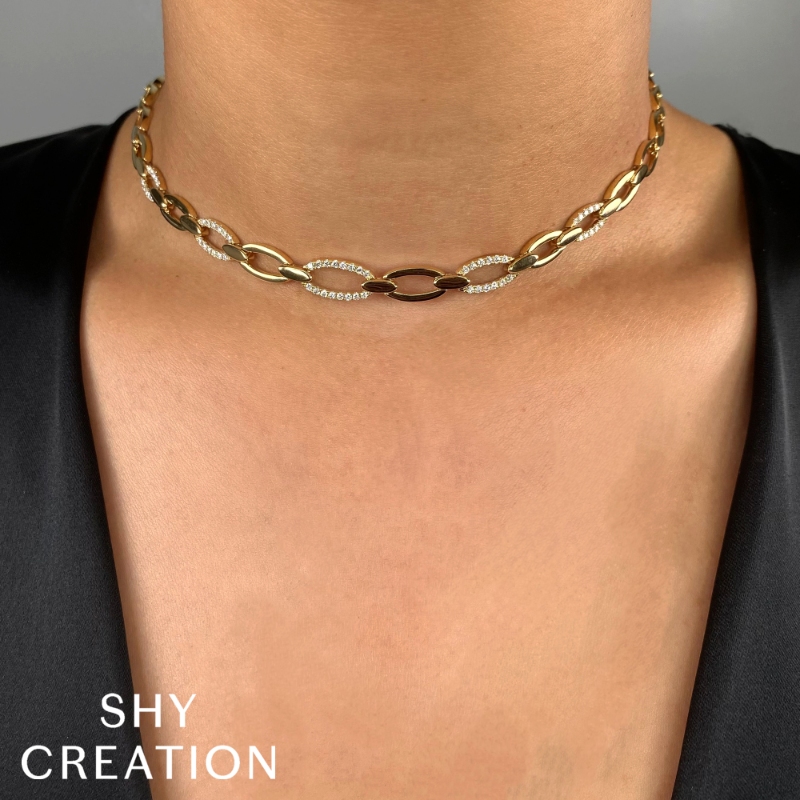 0.74Ct 14K Yellow Gold Diamond Link Necklace