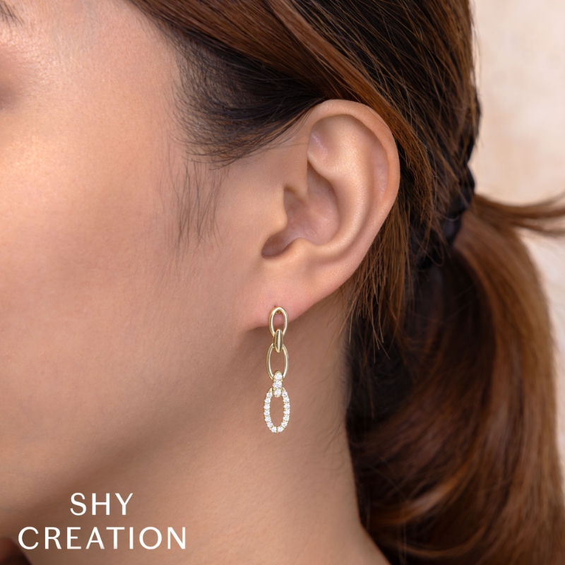 0.50Ct 14K Yellow Gold Diamond Link Earring