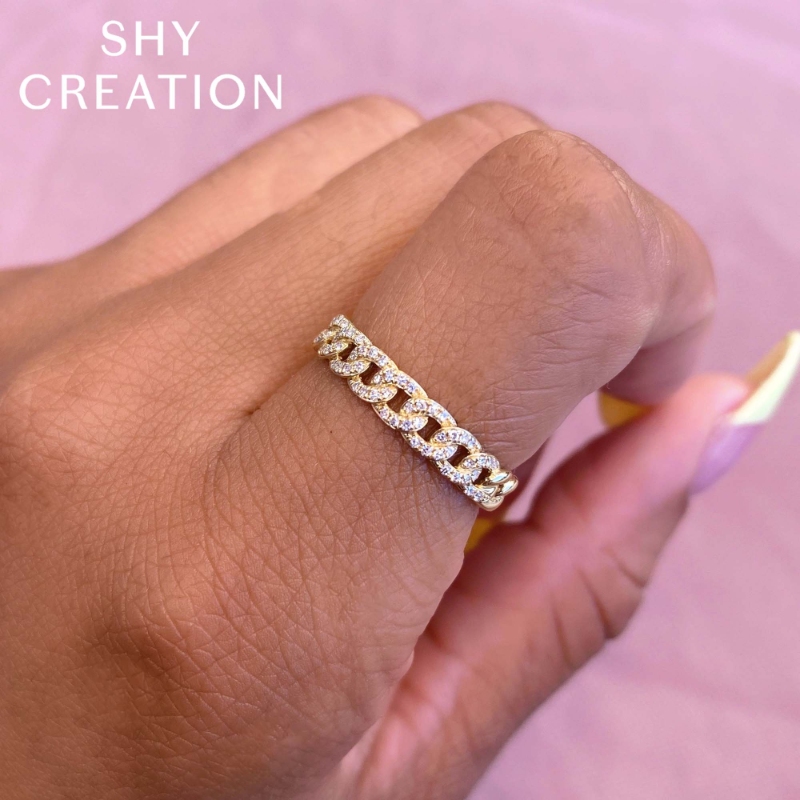 0.16Ct 14K Yellow Gold Diamond Link Ring