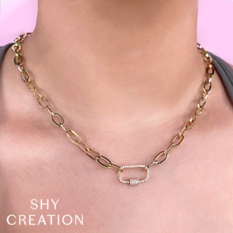 0.23Ct 14K Yellow Gold Diamond Paper Clip Link Necklace