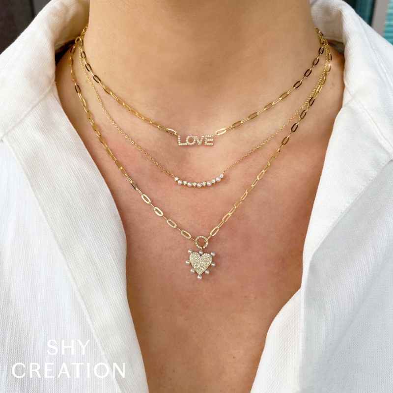 0.12Ct 14K Yellow Gold Diamond & Cultured Pearl Necklace