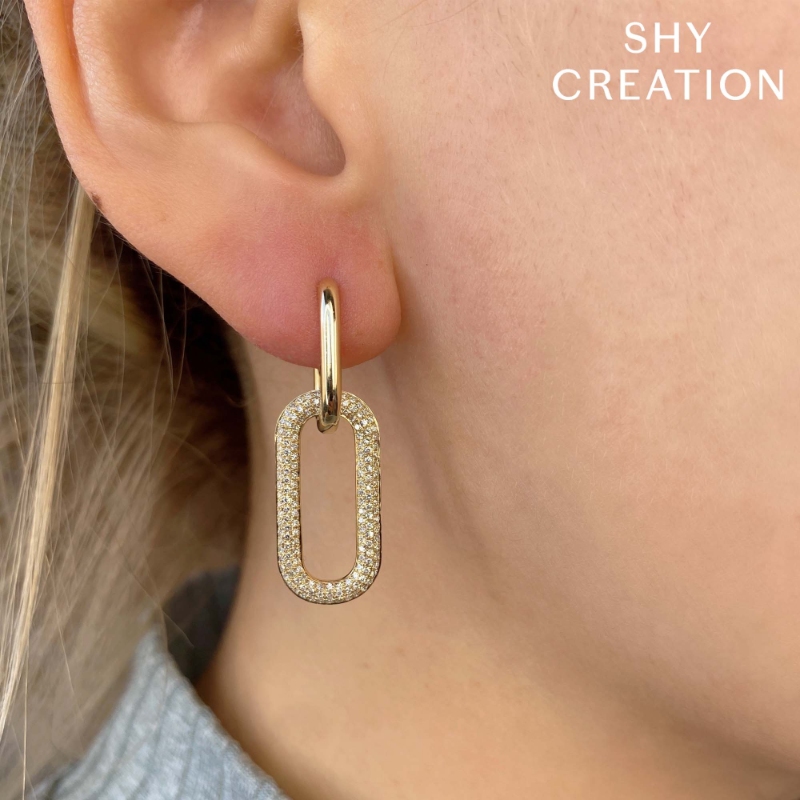 0.71Ct 14K Yellow Gold Diamond Pave Earring