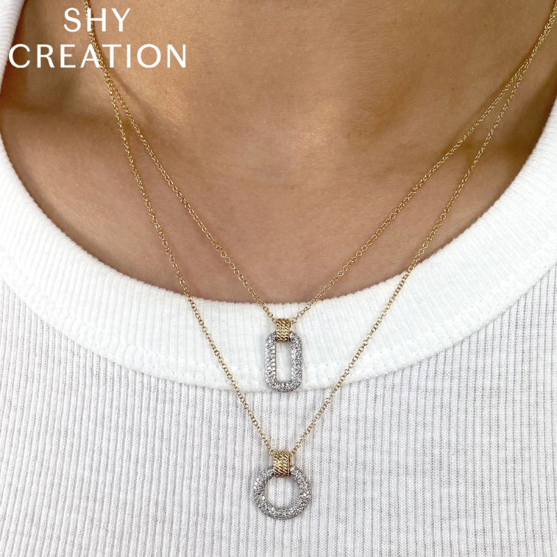 0.18Ct 14K2T Y/W Diamond Circle Necklace