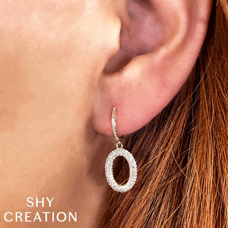 0.49Ct 14K White Gold Diamond Pave Oval Earring