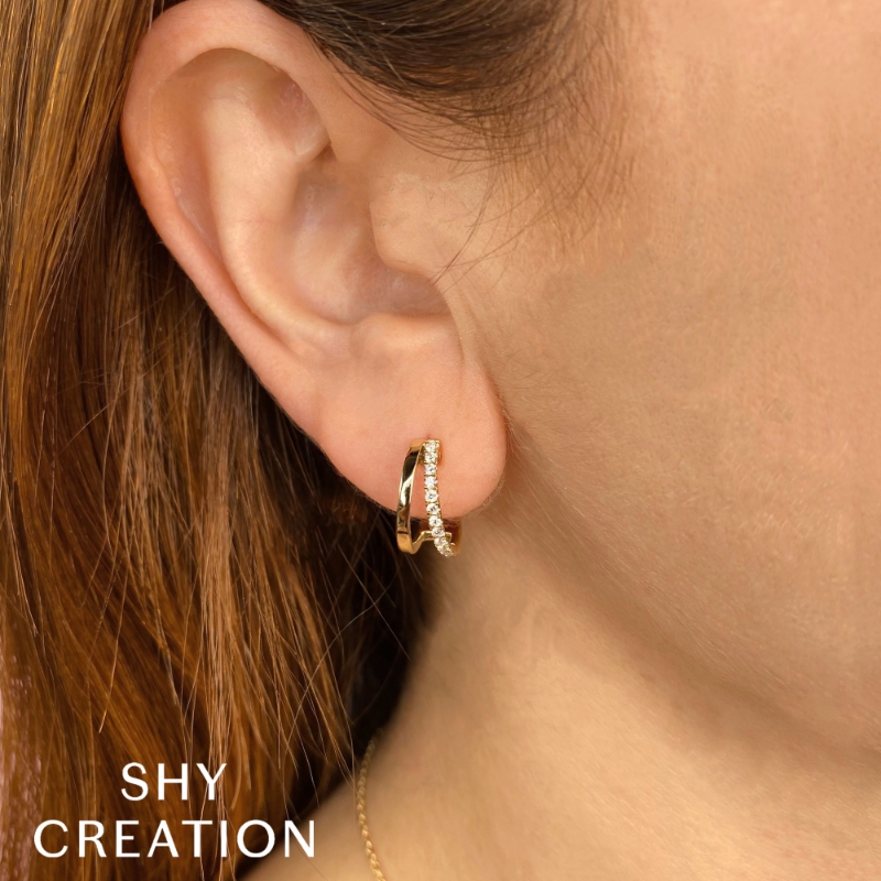 0.28Ct 14K Yellow Gold Diamond Hoop Earring