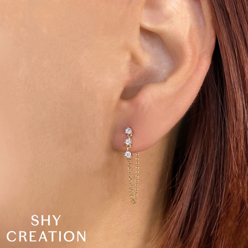 0.29Ct 14K Yellow Gold Diamond Chain Earring
