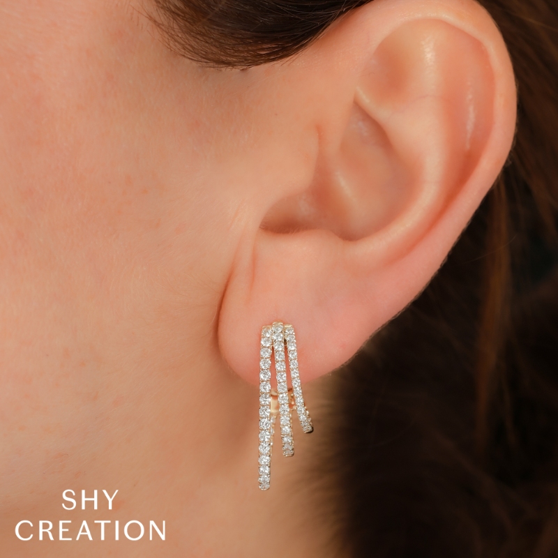 1.58Ct 14K White Gold Diamond Oval Hoop Earring
