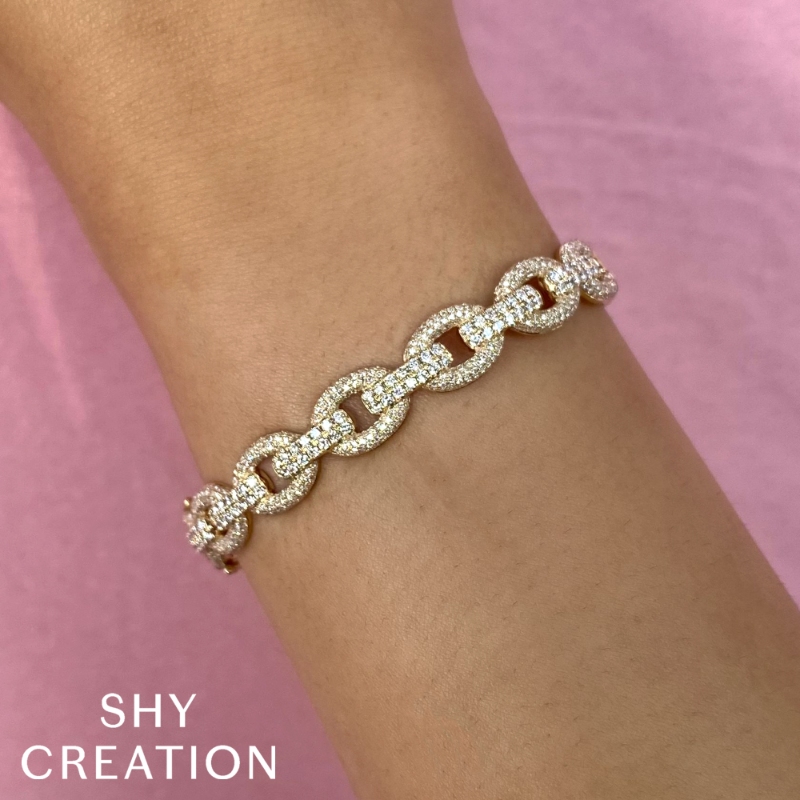 1.95Ct 14K White Gold Diamond Link Bangle