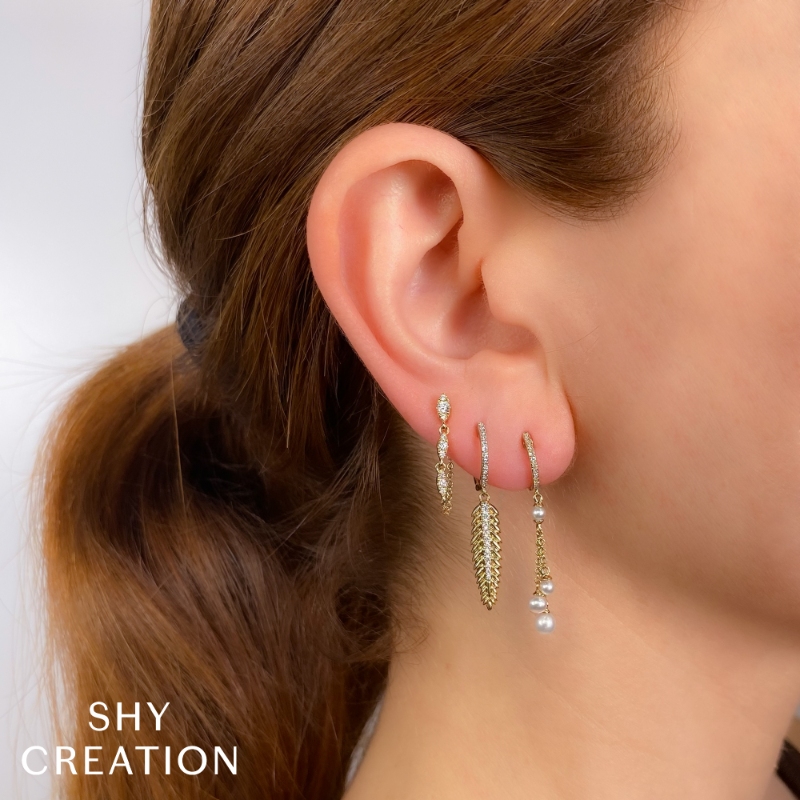 0.20Ct 14K Yellow Gold Diamond Chain Earring