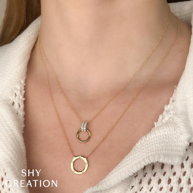 0.07Ct 14K Yellow Gold Diamond Circle Necklace