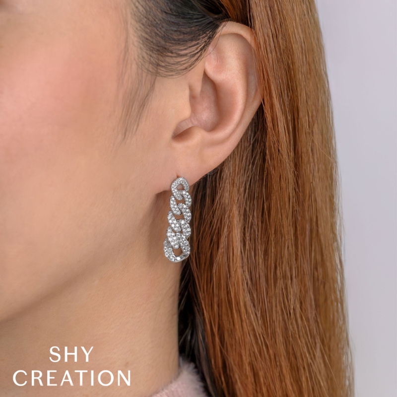 1.62Ct 14K White Gold Diamond Link Earring