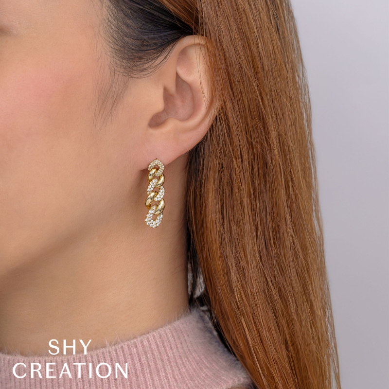 1.03Ct 14K Yellow Gold Diamond Link Earring