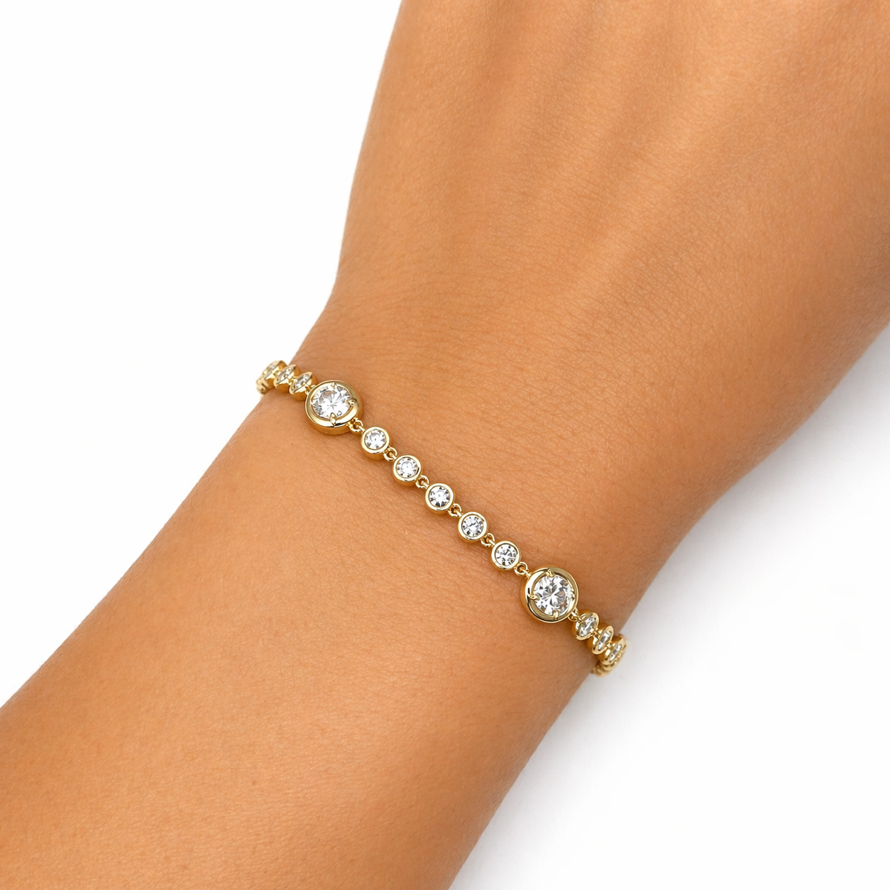 2.14 Carats Round & Oval Dainty Diamond Bracelet