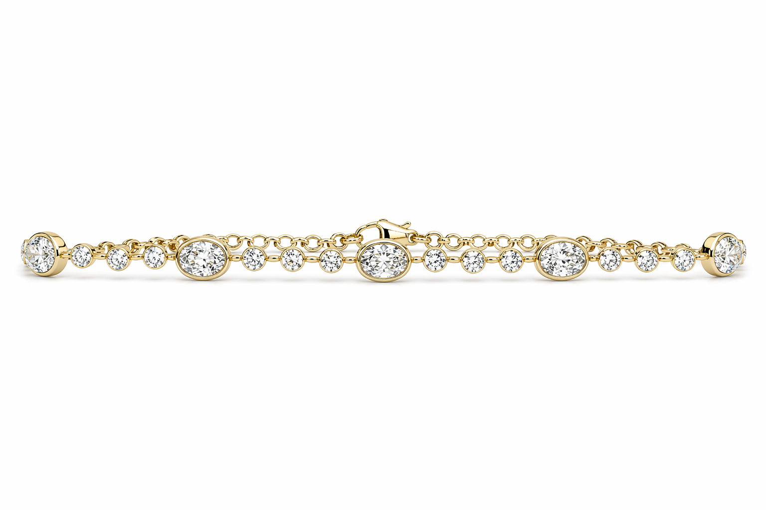 2.14 Carats Round & Oval Dainty Diamond Bracelet