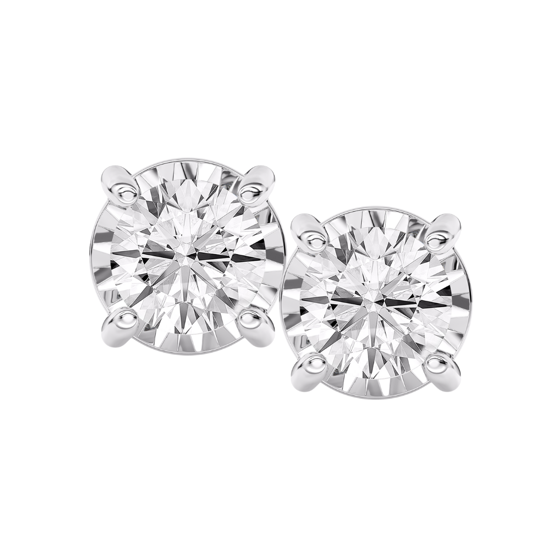 1.00 Carat Round Diamond Studs