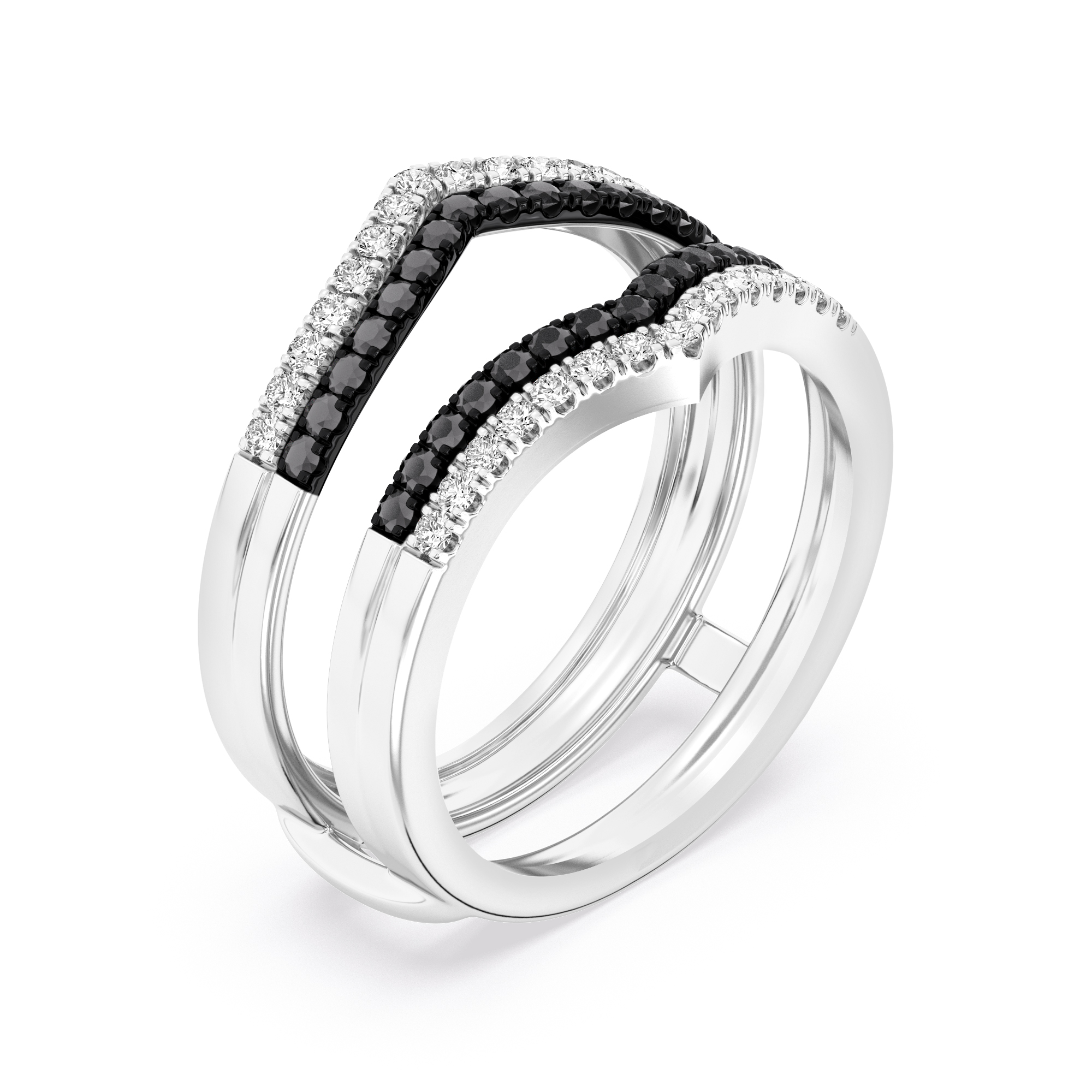 0.41 Carats White & Black Diamonds Ring Enhancer