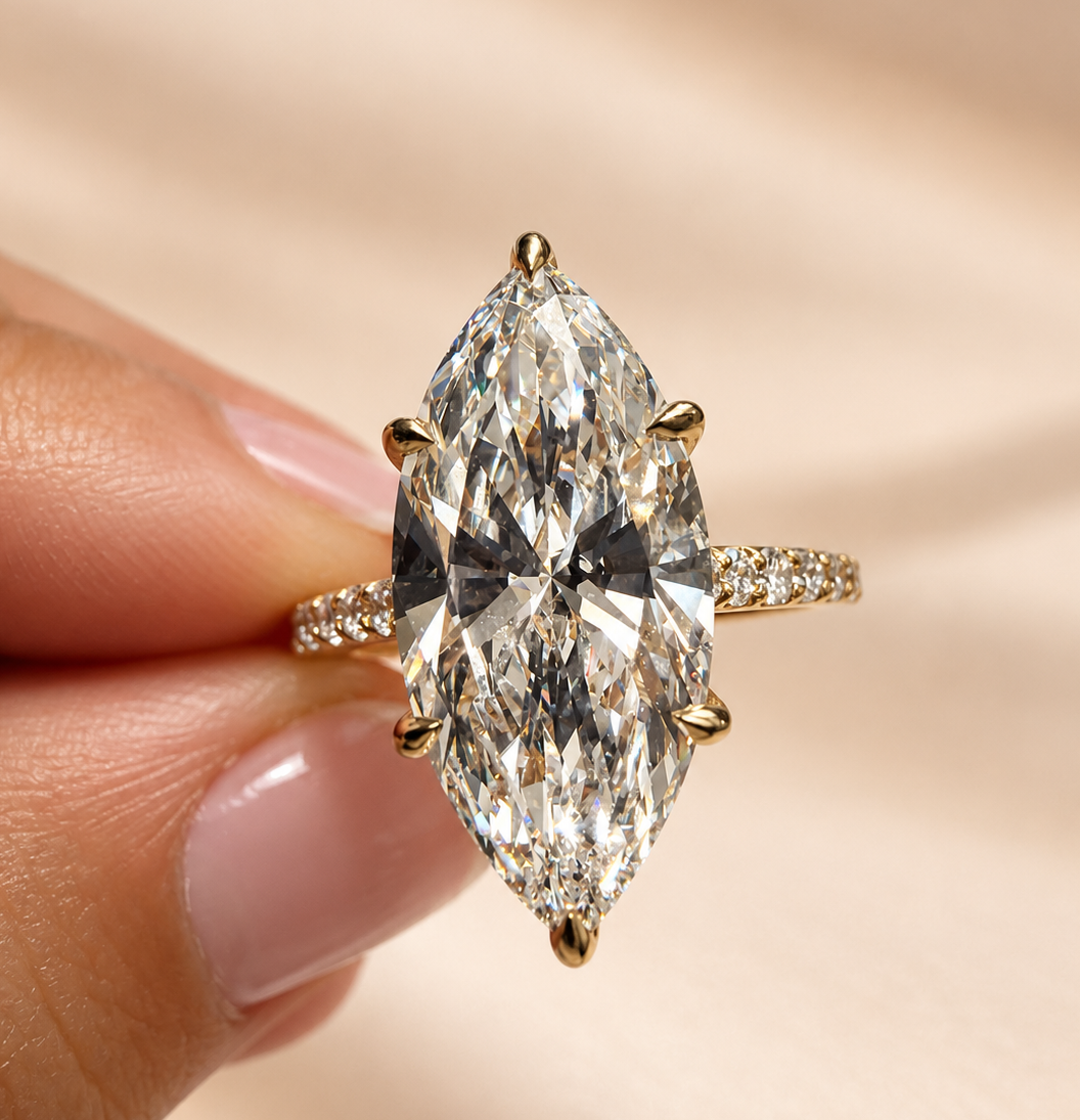 4.67 Carat Marquise Cut Hidden Halo Diamond Engagement Ring