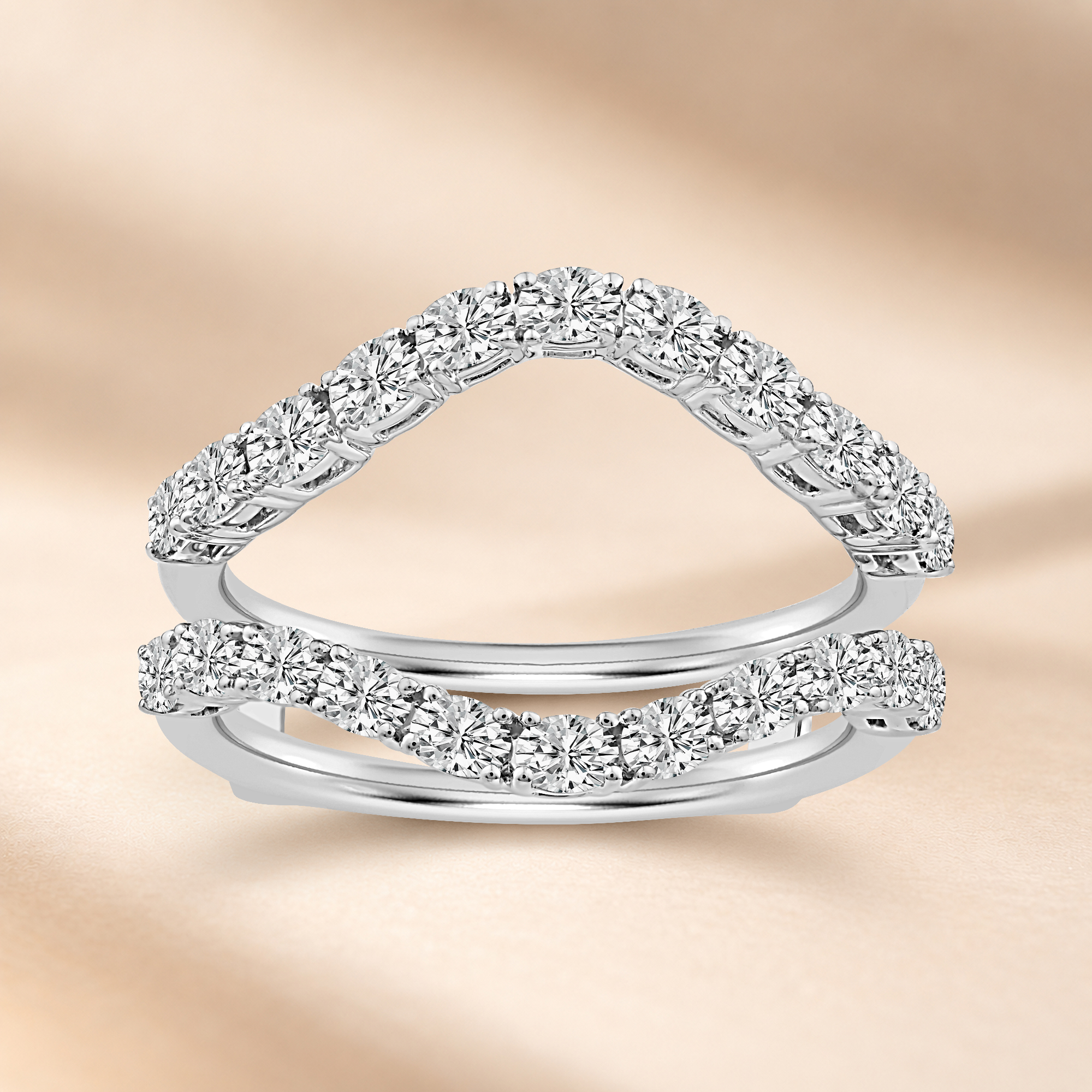 Zarevia 0.87 Carat Round Diamond & Blue Sapphire Ring Guard