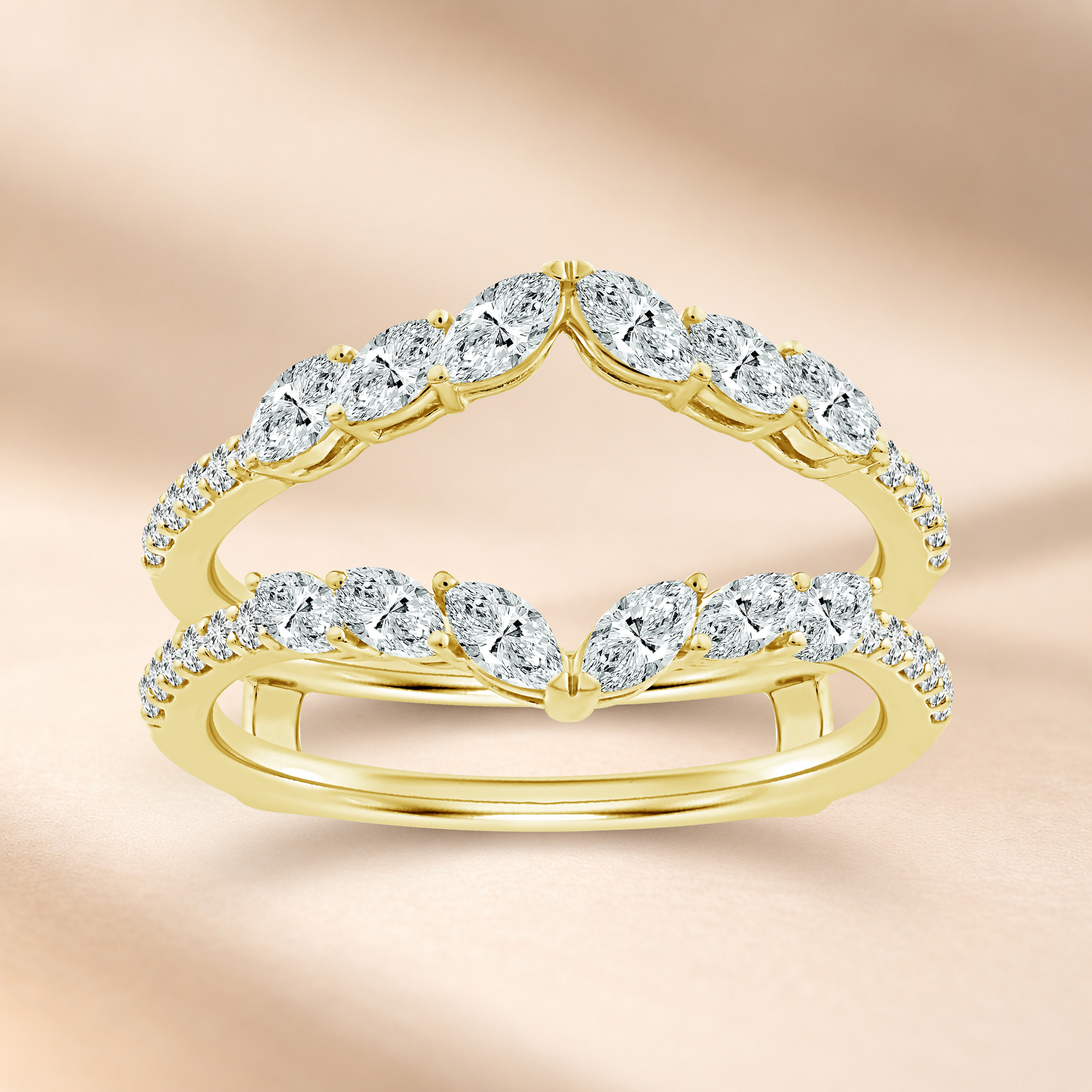 Virelle  0.75 Ct Round  & Marquise Diamond Ring Guard Tiara Style