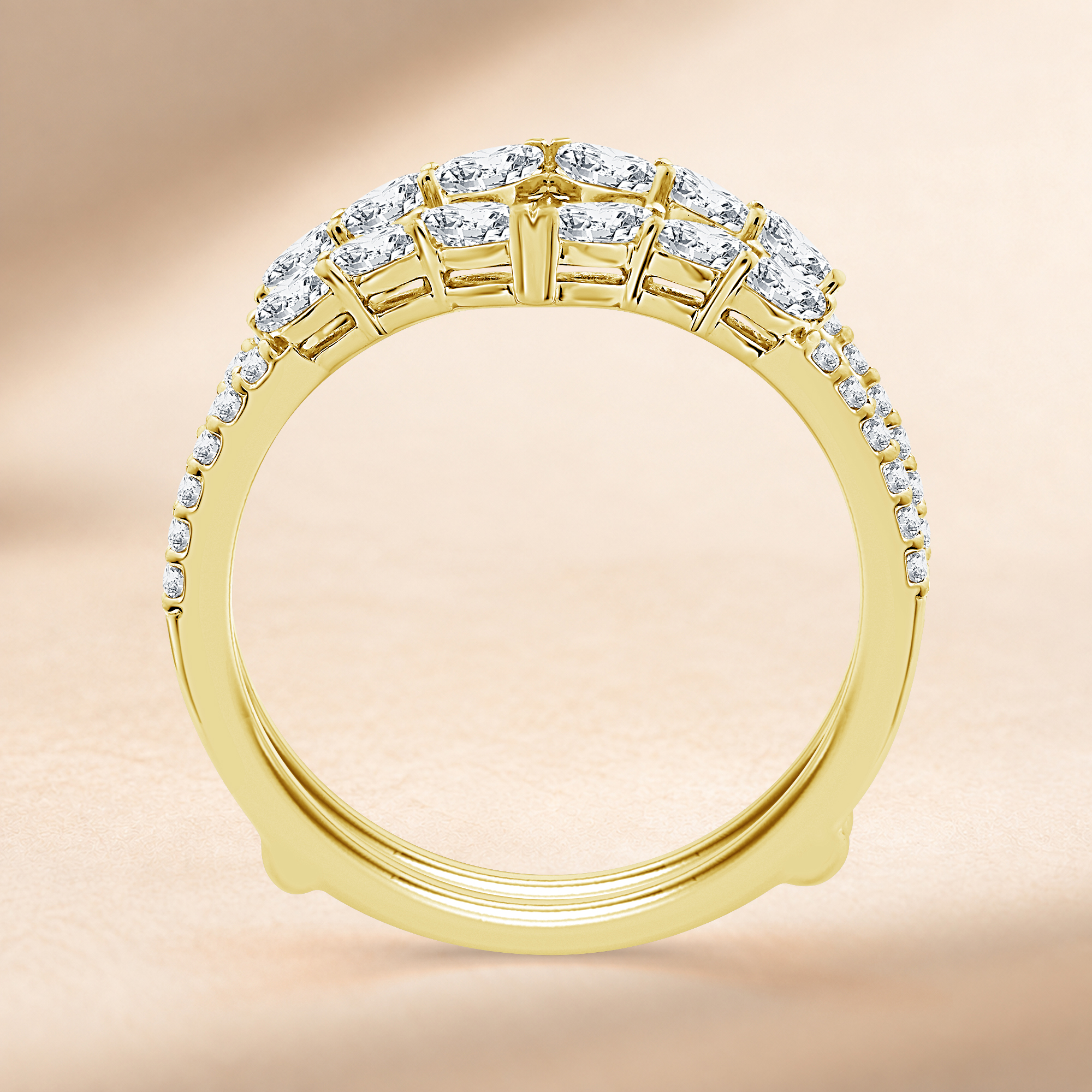Virelle  0.75 Ct Round  & Marquise Diamond Ring Guard Tiara Style