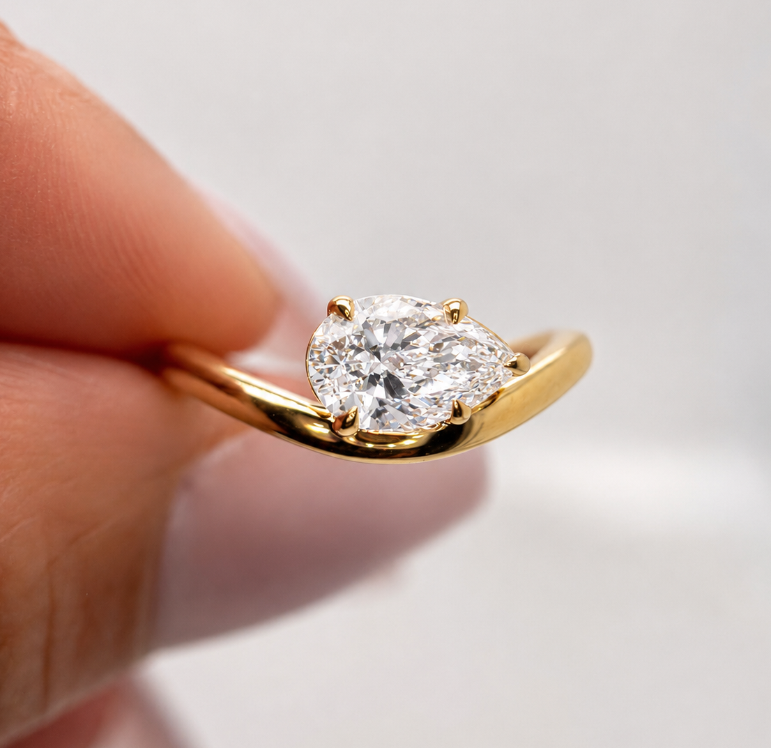 1.04 Carat Pear Cut Solitaire Diamond Ring