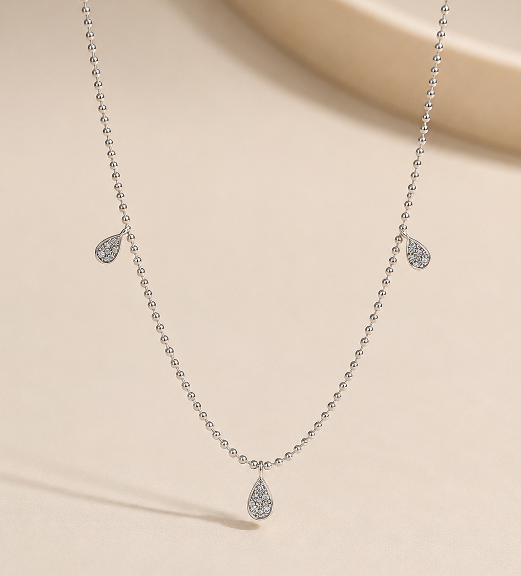 Bead Station Tear Drop Pattern Necklace