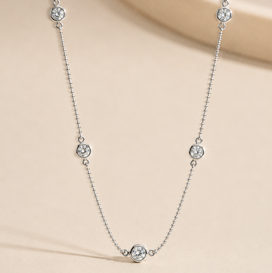 0.50 Carat Round Diamond Station Necklace