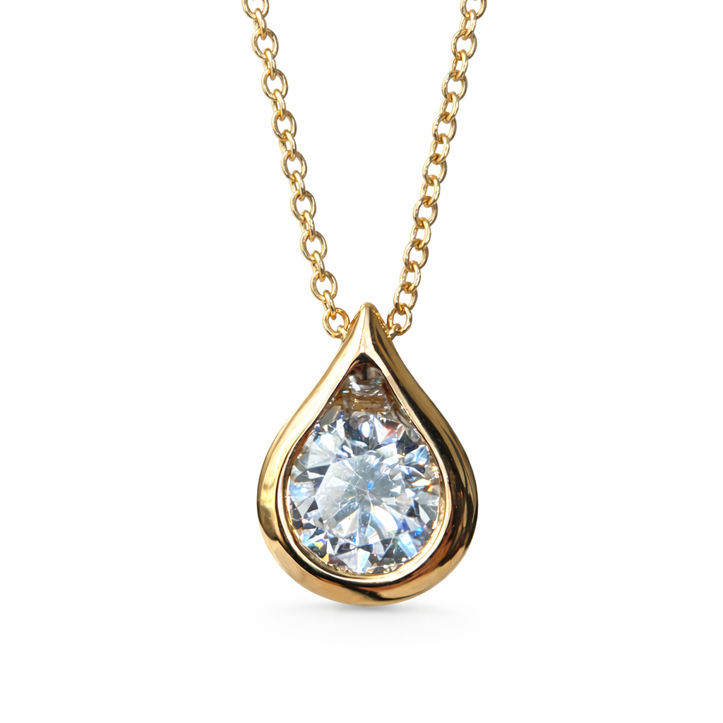 1.00 Carat Round Diamond Drop Pendant