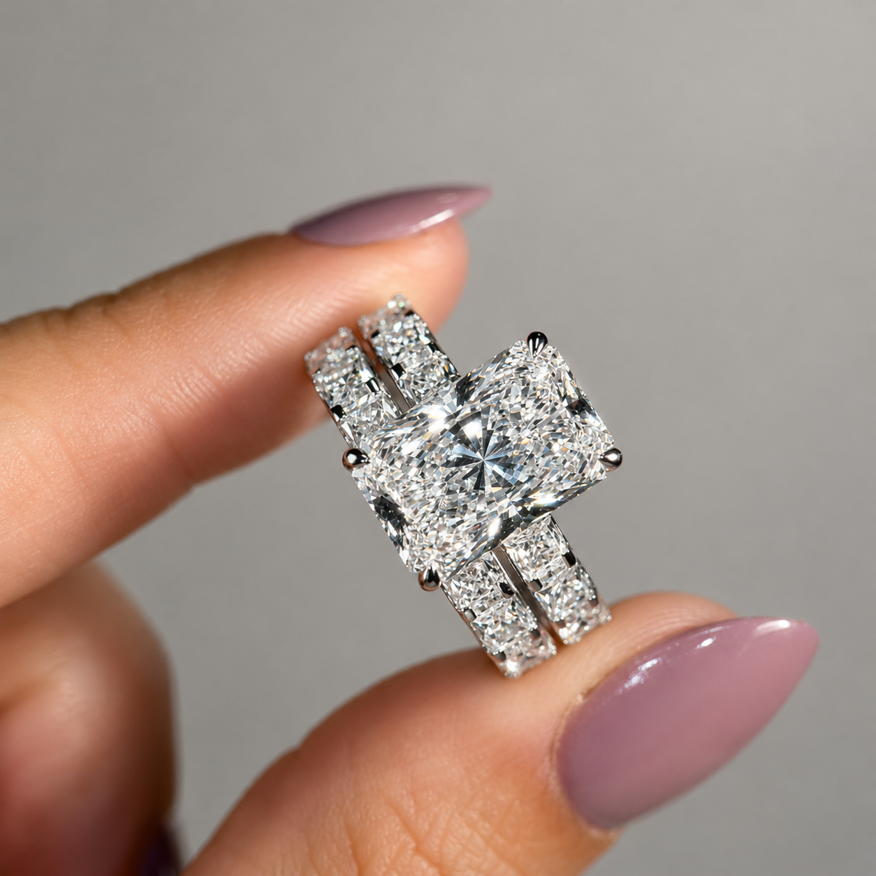 10.88 Carat Platinum Radiant  Cut Diamond Engagement Ring & Matching Wedding Band Set