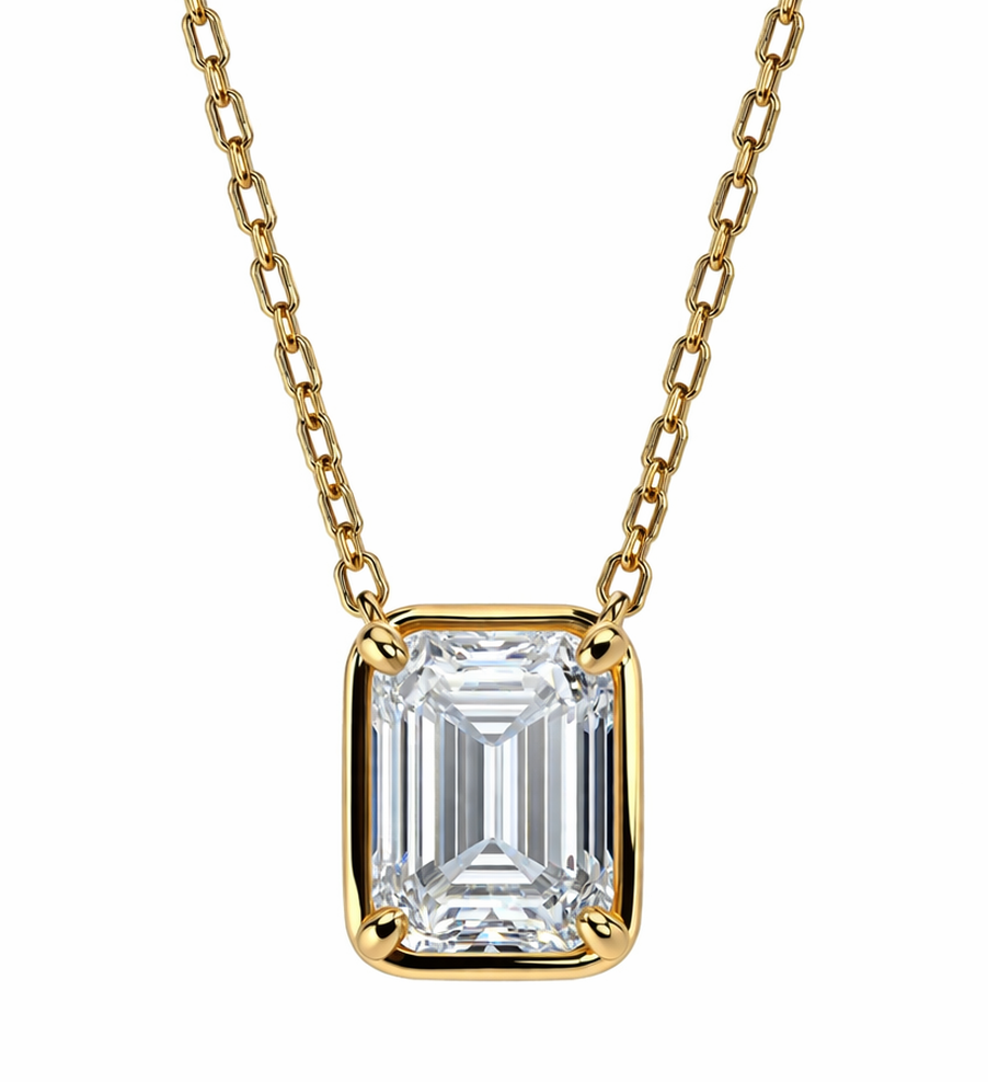 1.00 Carat Emerald Cut  Diamond Pendant