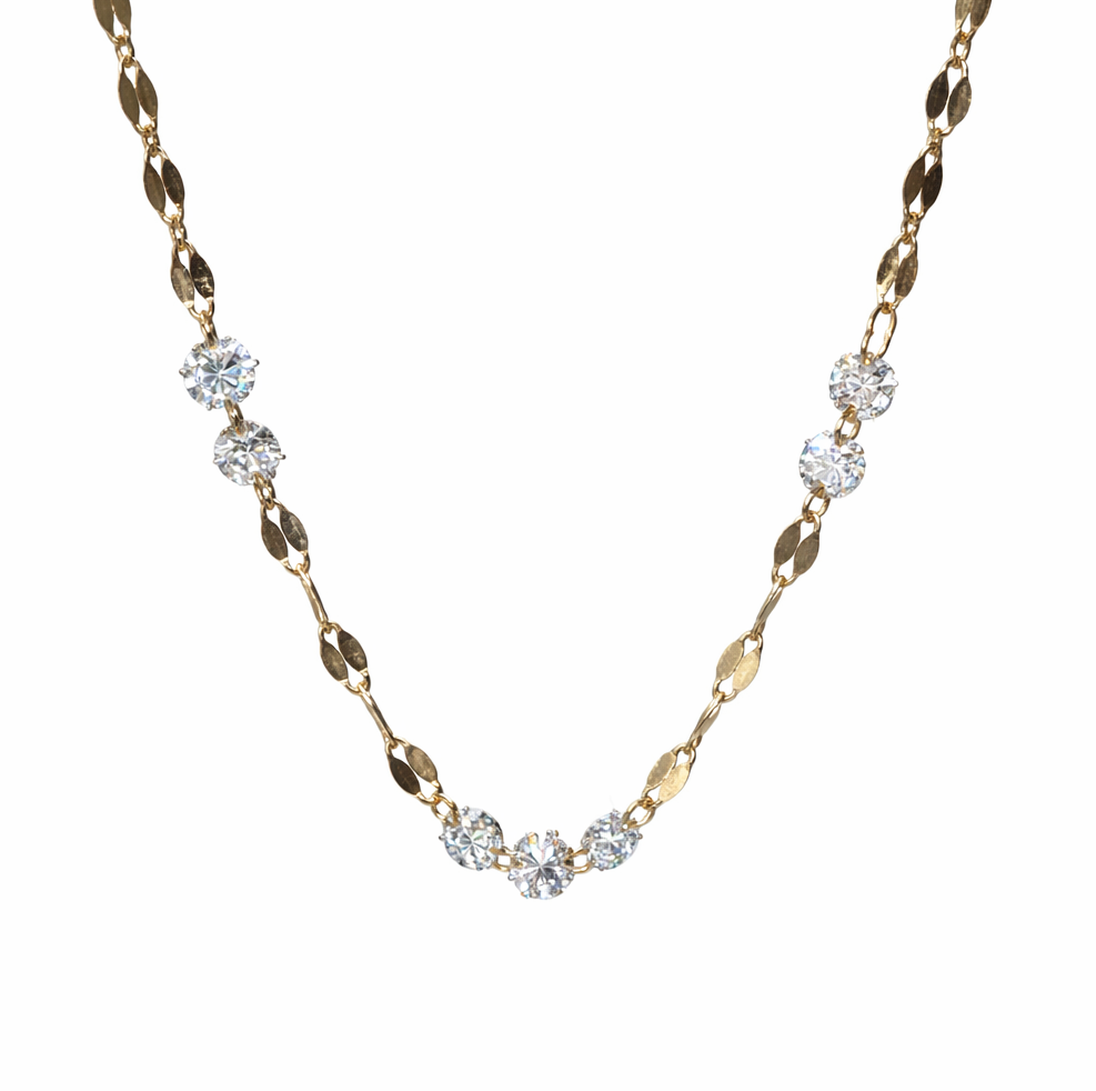 1.15 Carats Round Mirror Link Diamond Necklace