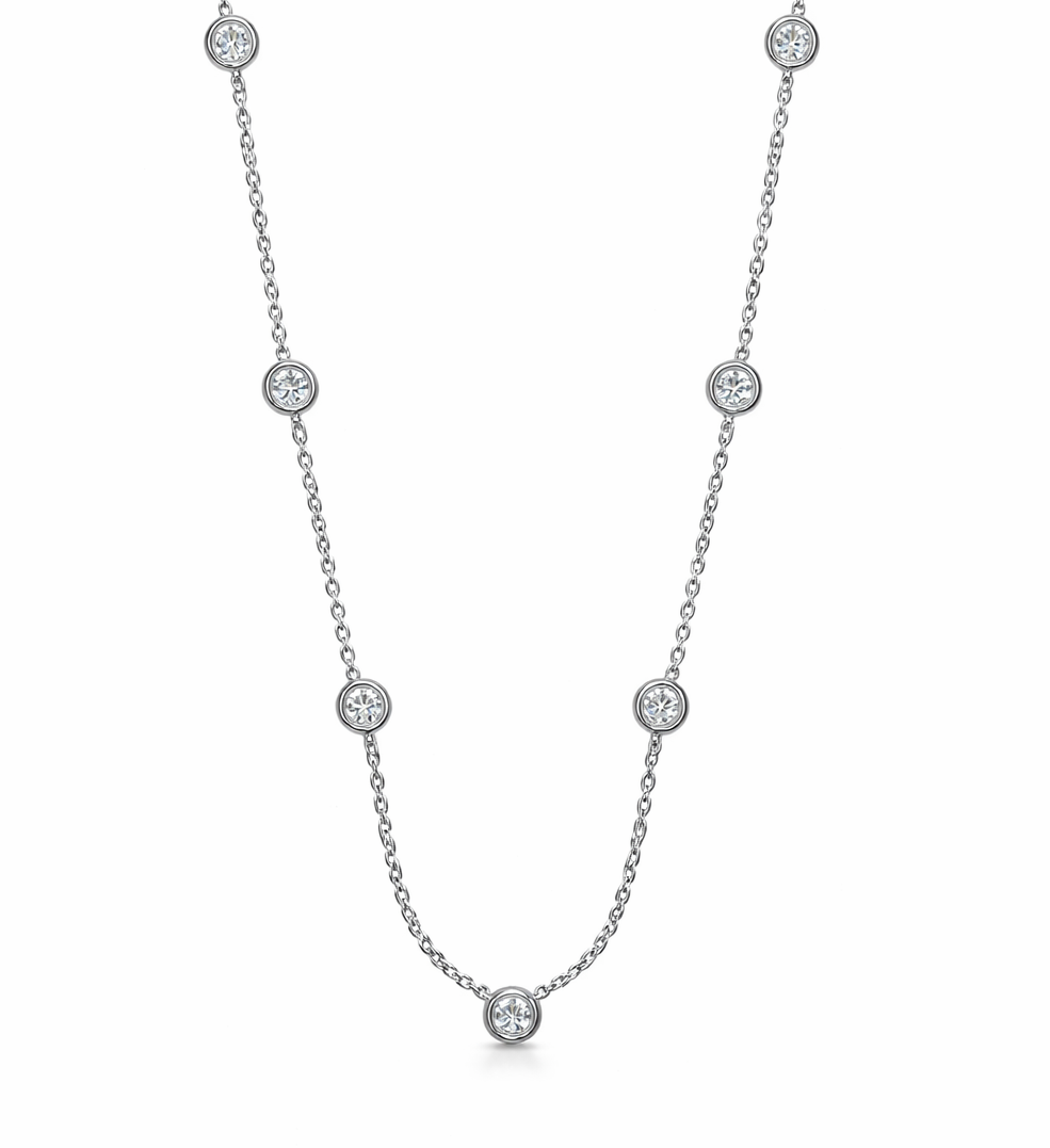 0.76 Carats Diamond Station Necklace