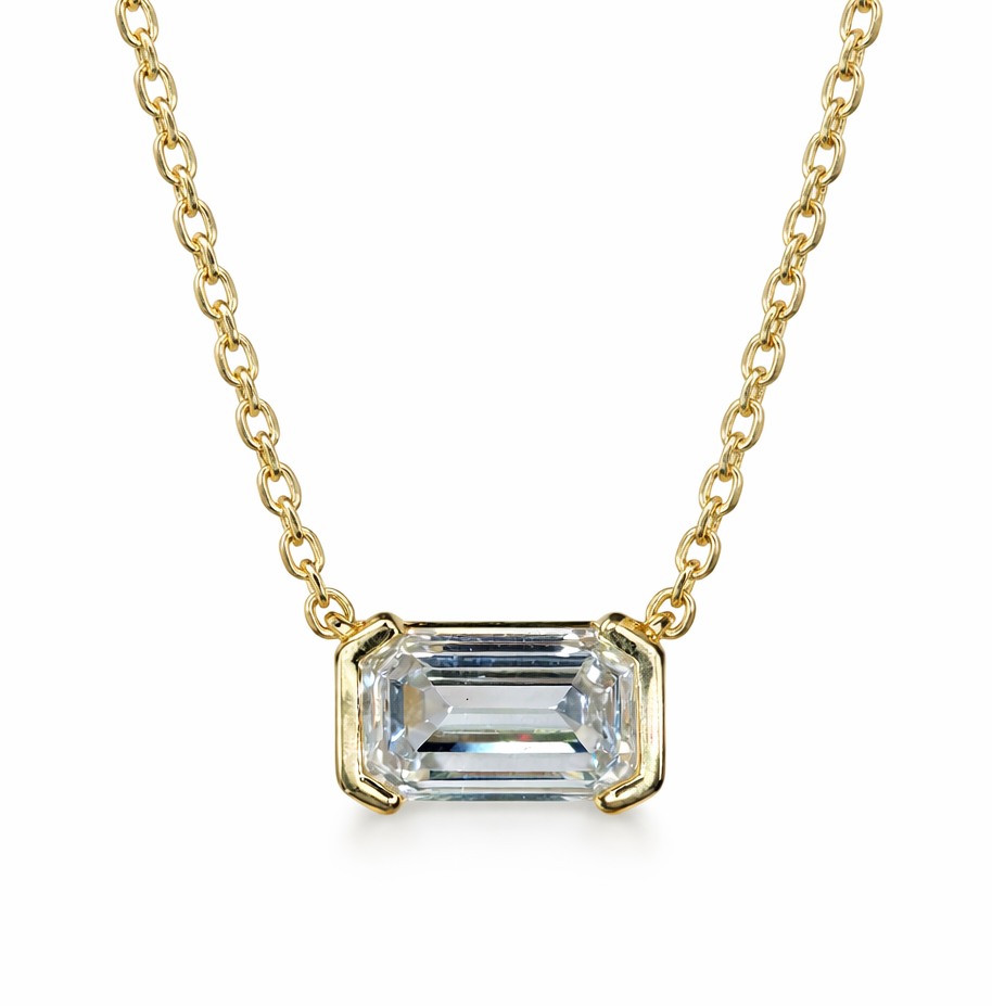 0.74 Carats Emerald Cut Diamond Pendant