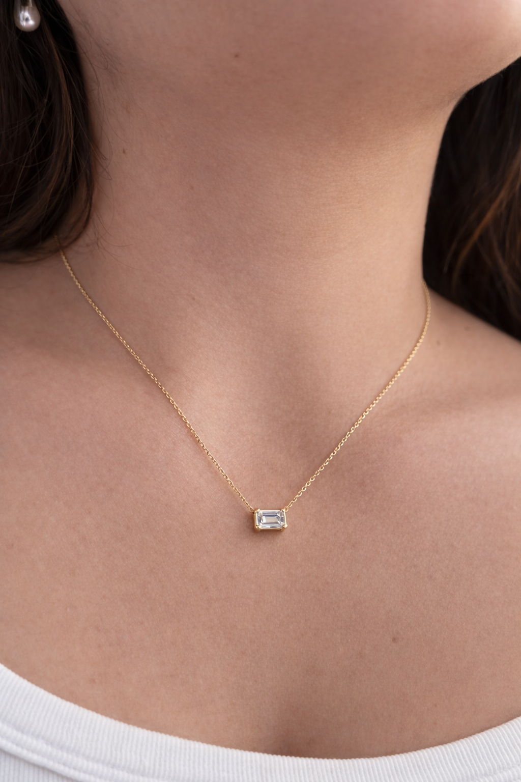0.74 Carats Emerald Cut Diamond Pendant