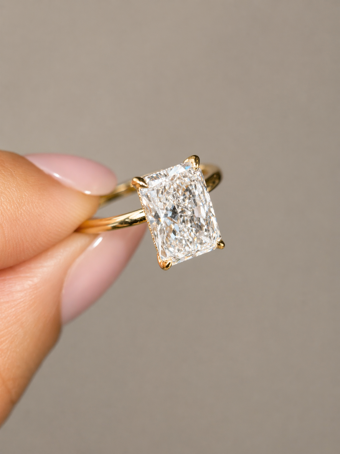 3.00 Carats Radiant Solitaire Hidden Halo Diamond Ring