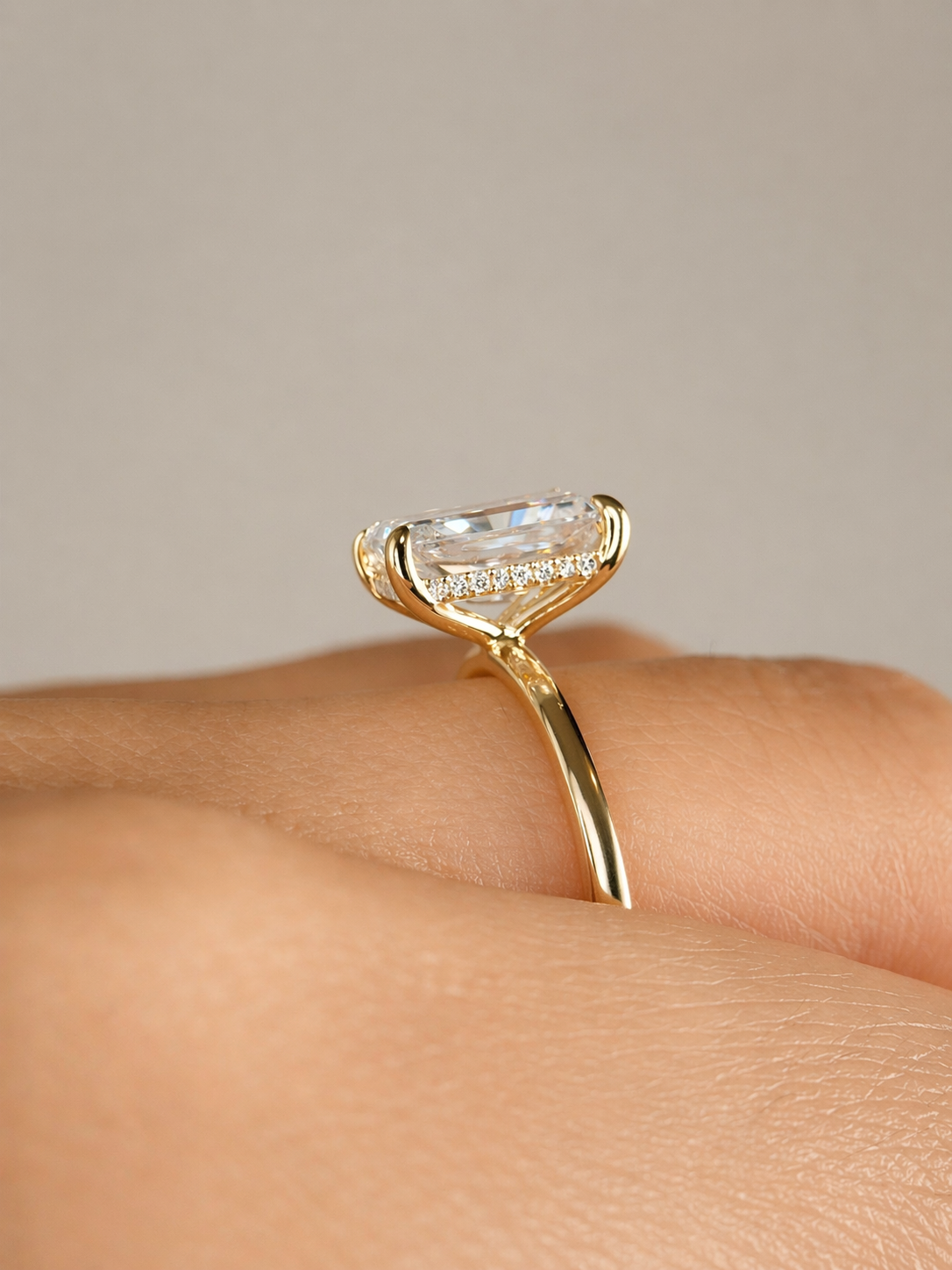3.00 Carats Radiant Solitaire Hidden Halo Diamond Ring
