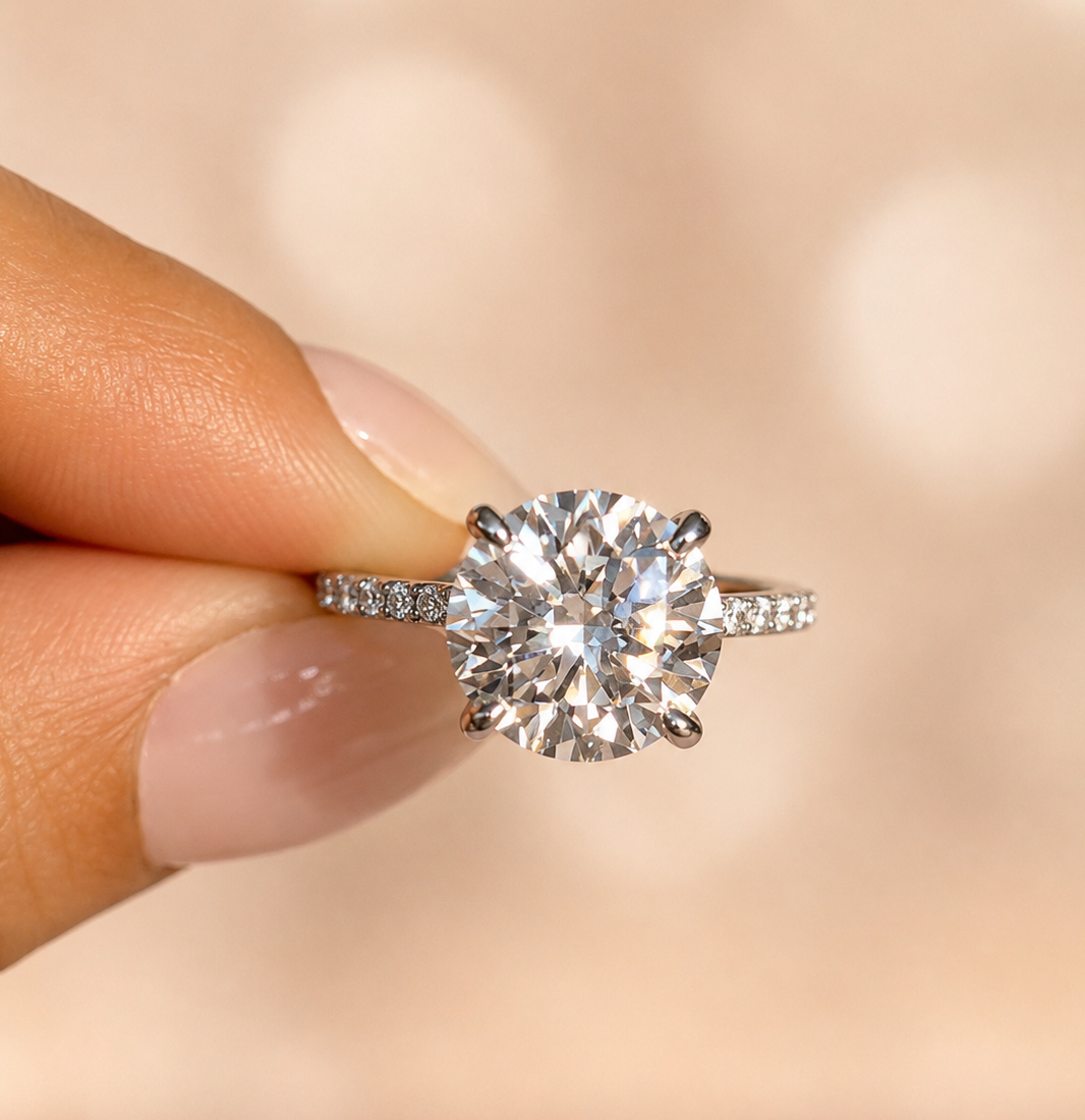 4.68 Carats Platinum Round Hidden Halo Diamond Engagement Ring
