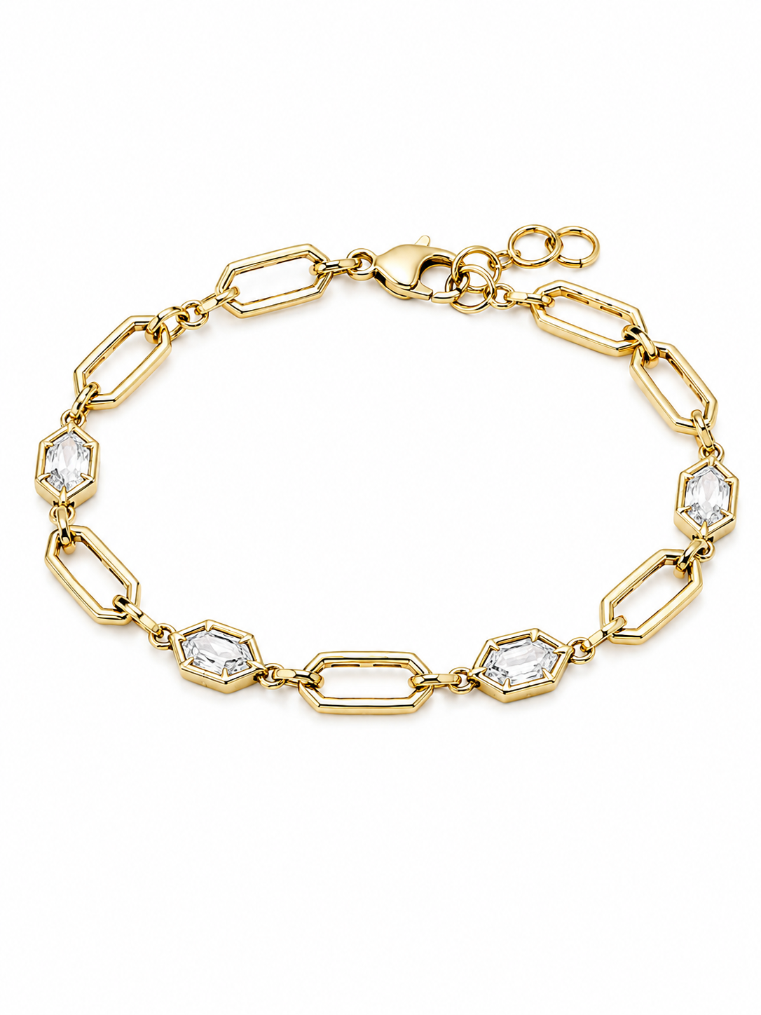 1.52 Carat Hexagon Cut Diamond Link Fashion Bracelet