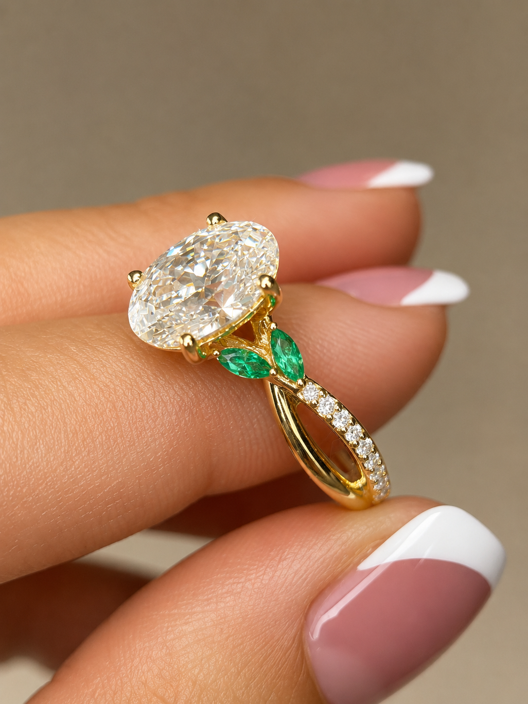 2.13 Carat Oval Cut Nature Inspired  Diamond Engagement Ring