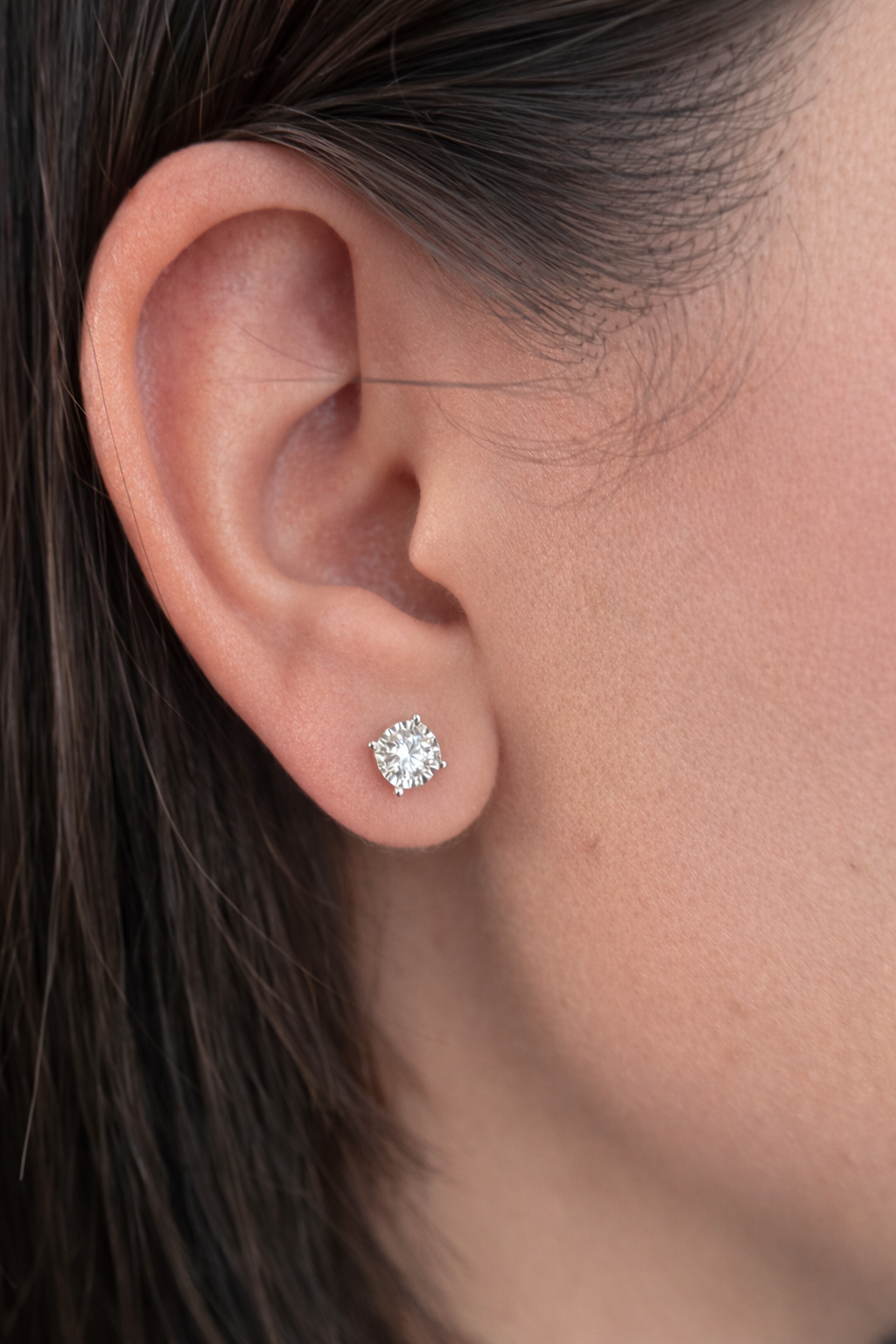 1.00 Carat Round Diamond Studs
