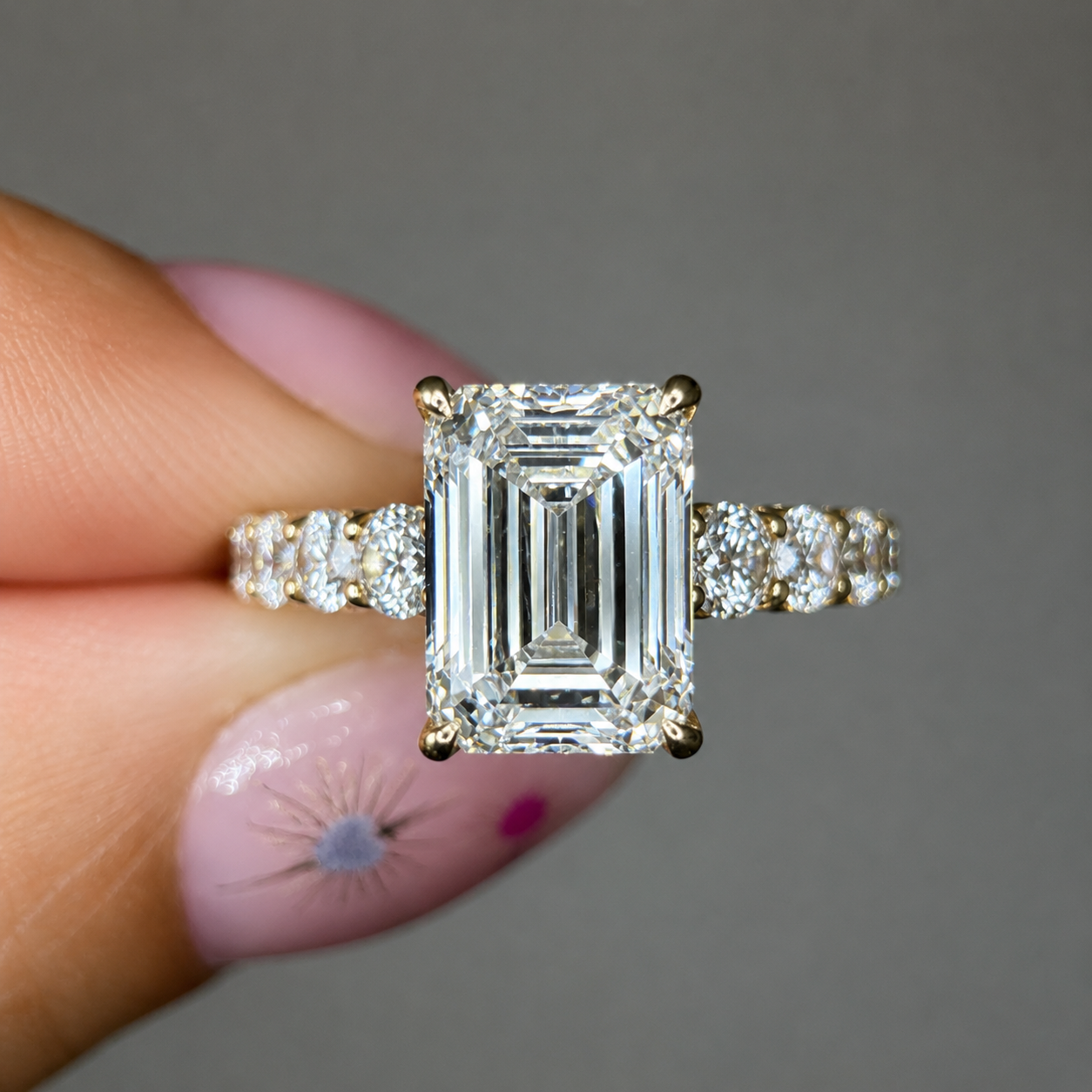 6.51 Carat Emerald Heart Hidden Halo  Diamond Engagement Ring