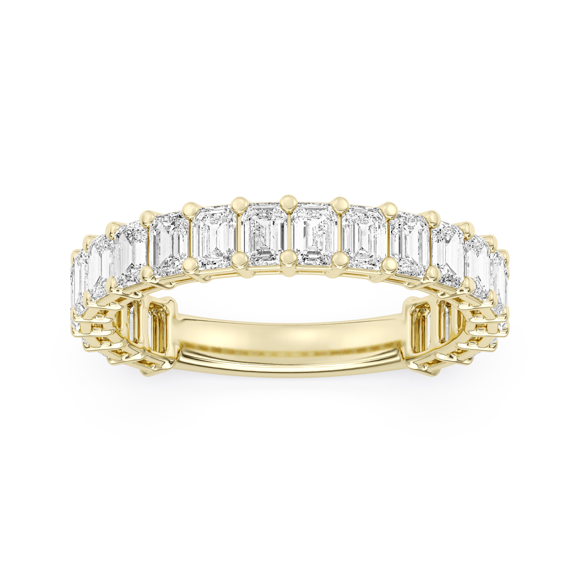 2.00 Carats 18K Gold Emerald Cut  Diamond Band